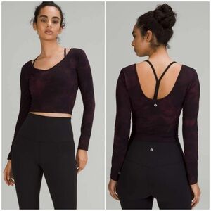 LULULEMON - Align Long Sleeve Cropped Shirt Diamond Dye Cassis Black. Size 6
